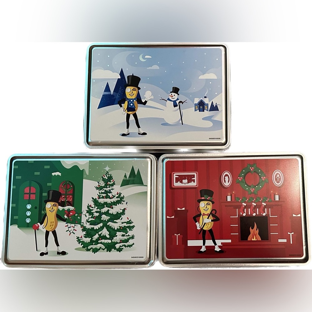 Planters set of three Christmas tins, EMPTY with removable lids